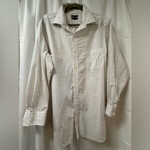 Croft & Barrow White Button Down Shirt with Blue Dots